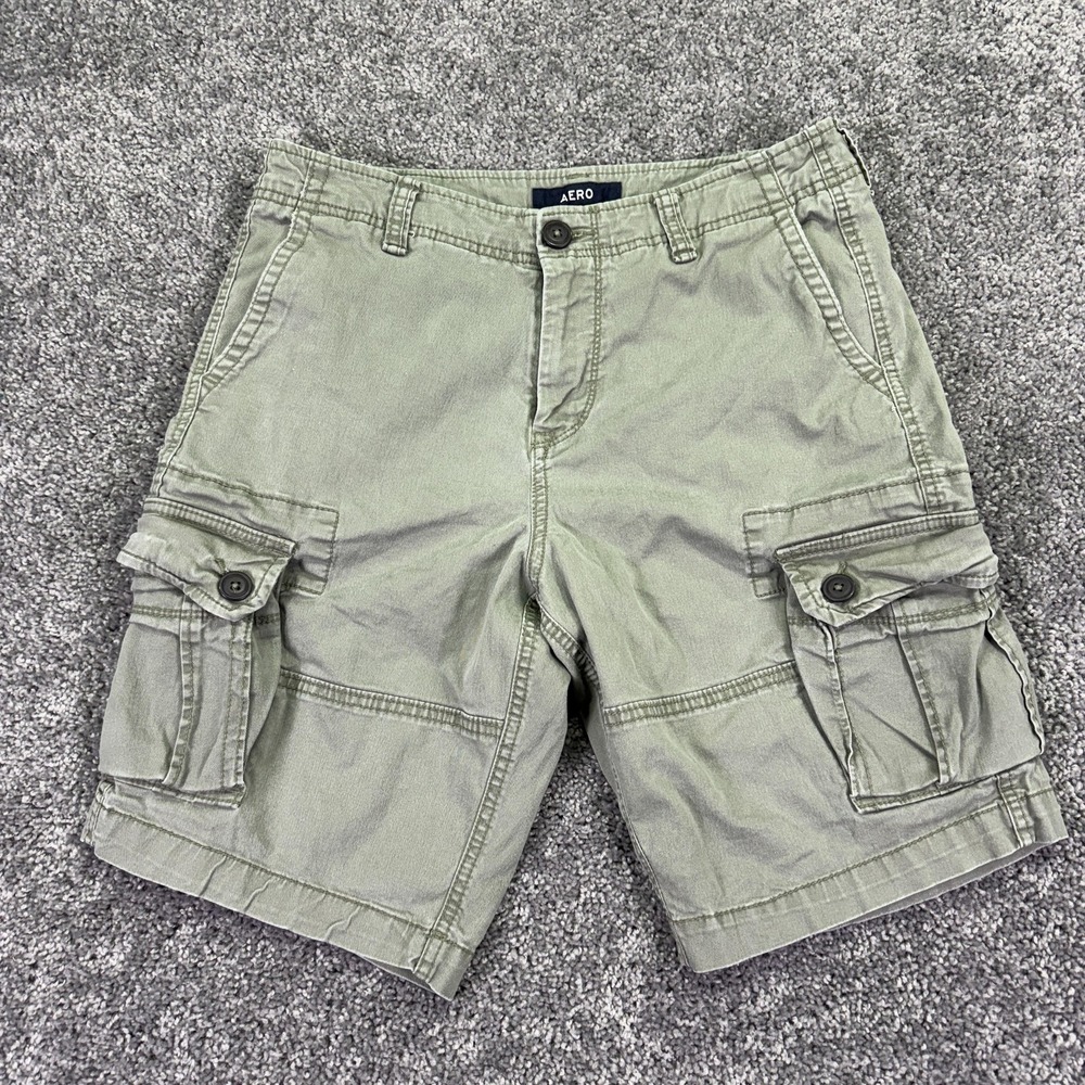 Aero Shorts Mens 30 Green Cargo Cotton Canvas Pockets Outdoor City Workwear